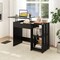 Black Space Saving Computer Desk with Hidden Compartment and Open Storage Shelves